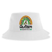 Rainbow Ribbon Puzzle Autism Awareness Month Mother's Day Sustainable Bucket Hat