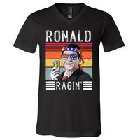 Ronald Ragin Patriotic 4th Of July Funny V-Neck T-Shirt