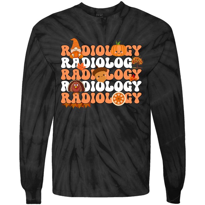 Retro Radiology Pumpkin Radiologist Xray Fall Thanksgiving Tie-Dye Long Sleeve Shirt