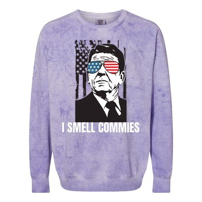 Ronald Reagan President I Smell Commies, Political Humor Colorblast Crewneck Sweatshirt