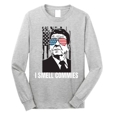 Ronald Reagan President I Smell Commies, Political Humor Long Sleeve Shirt