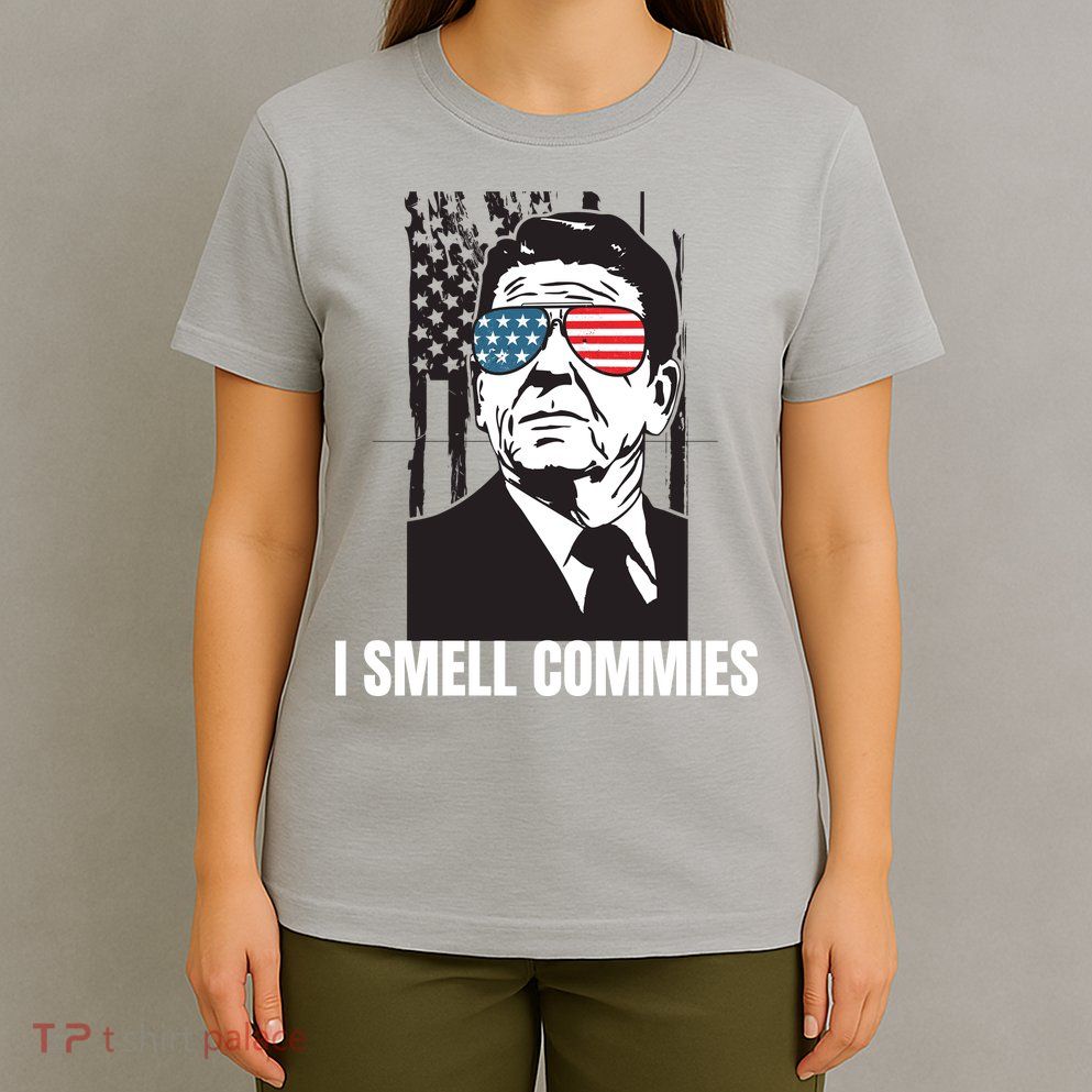 Ronald Reagan President I Smell Commies, Political Humor T-Shirt