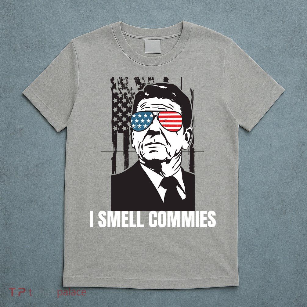 Ronald Reagan President I Smell Commies, Political Humor T-Shirt