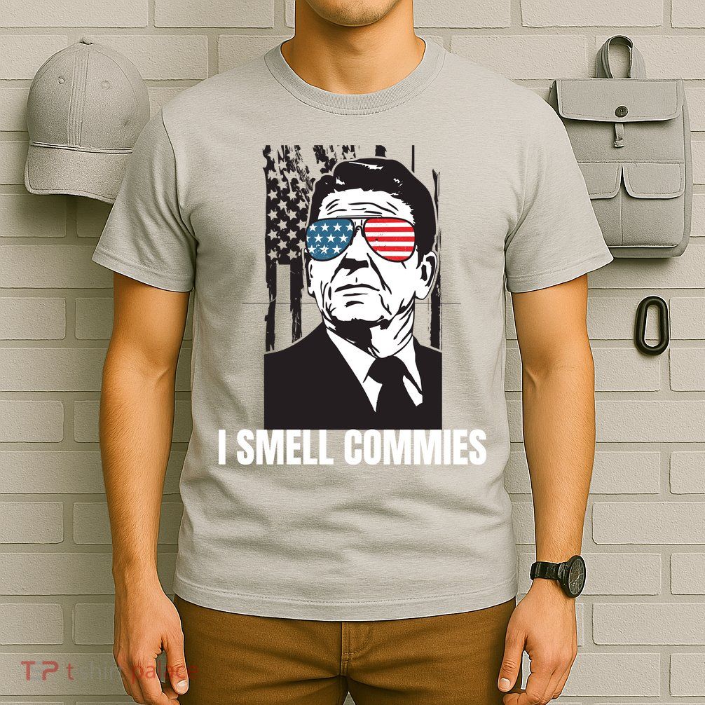 Ronald Reagan President I Smell Commies, Political Humor T-Shirt