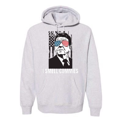 Ronald Reagan President I Smell Commies, Political Humor Premium Hoodie