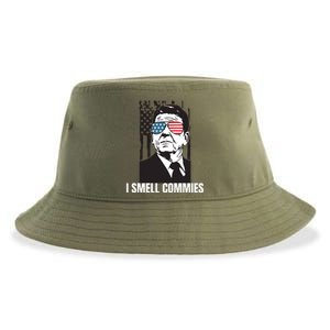 Ronald Reagan President I Smell Commies, Political Humor Sustainable Bucket Hat