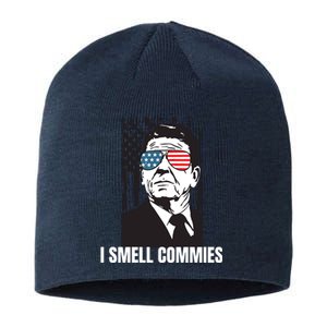 Ronald Reagan President I Smell Commies, Political Humor Sustainable Beanie