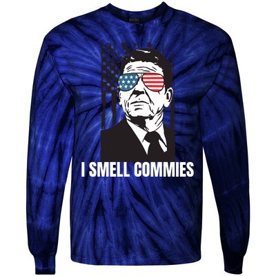 Ronald Reagan President I Smell Commies, Political Humor Tie-Dye Long Sleeve Shirt