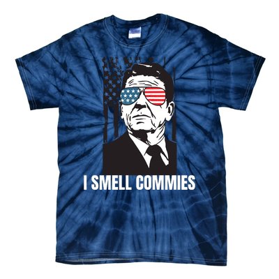 Ronald Reagan President I Smell Commies, Political Humor Tie-Dye T-Shirt