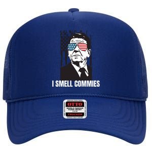 Ronald Reagan President I Smell Commies, Political Humor High Crown Mesh Back Trucker Hat