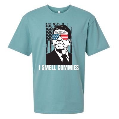 Ronald Reagan President I Smell Commies, Political Humor Sueded Cloud Jersey T-Shirt