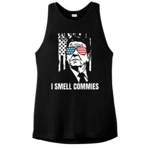 Ronald Reagan, President Reagan, I Smell Commies, Political Humor Ladies PosiCharge Tri-Blend Wicking Tank