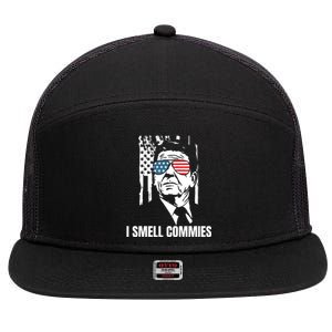 Ronald Reagan, President Reagan, I Smell Commies, Political Humor 7 Panel Mesh Trucker Snapback Hat