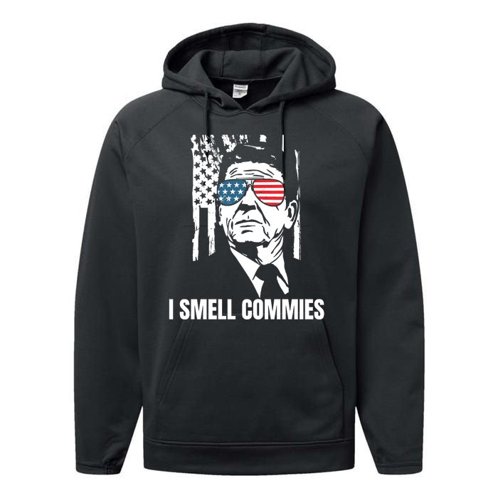 Ronald Reagan, President Reagan, I Smell Commies, Political Humor Performance Fleece Hoodie