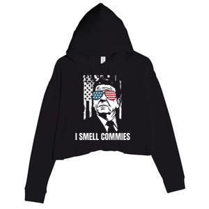 Ronald Reagan, President Reagan, I Smell Commies, Political Humor Crop Fleece Hoodie