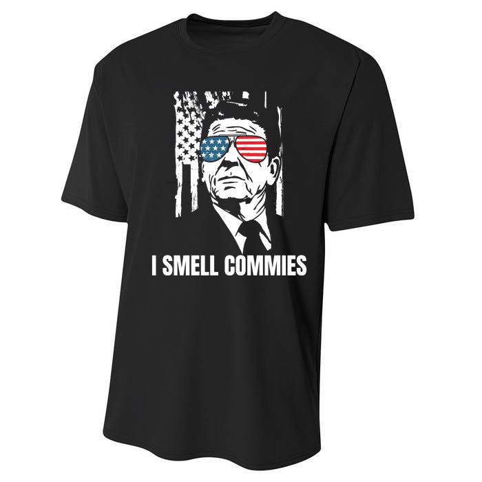 Ronald Reagan, President Reagan, I Smell Commies, Political Humor Performance Sprint T-Shirt