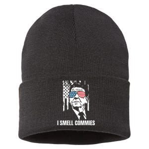 Ronald Reagan, President Reagan, I Smell Commies, Political Humor Sustainable Knit Beanie