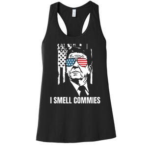 Ronald Reagan, President Reagan, I Smell Commies, Political Humor Women's Racerback Tank