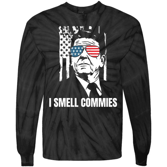 Ronald Reagan, President Reagan, I Smell Commies, Political Humor Tie-Dye Long Sleeve Shirt