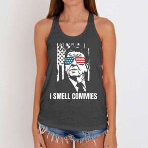 Ronald Reagan, President Reagan, I Smell Commies, Political Humor Women's Knotted Racerback Tank