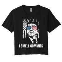 Ronald Reagan, President Reagan, I Smell Commies, Political Humor Women's Crop Top Tee