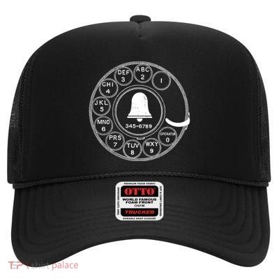 Retro Rotary Phone Dial High Crown Mesh Back Trucker Hat