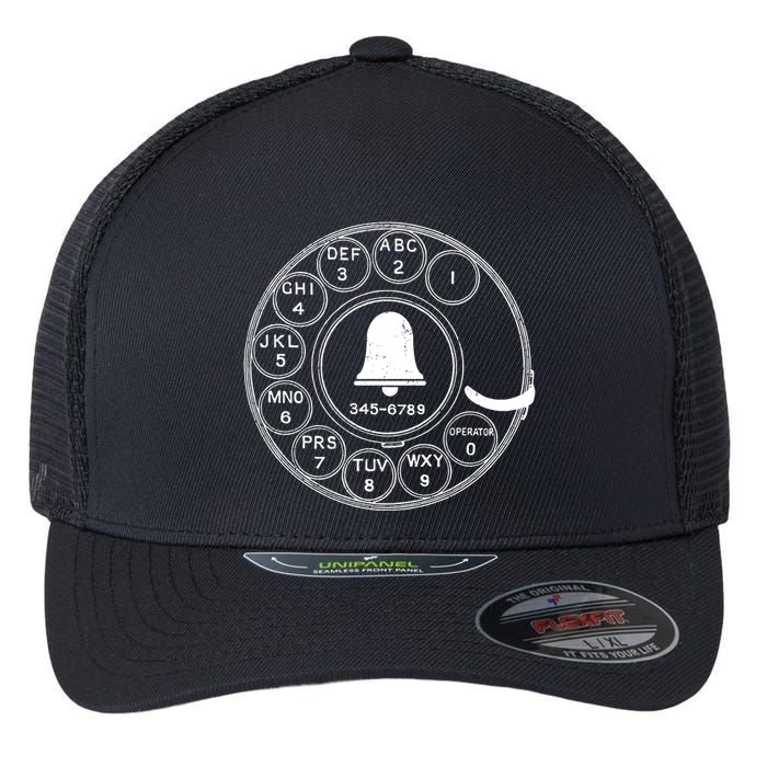 Retro Rotary Phone Dial Flexfit Unipanel Trucker Cap
