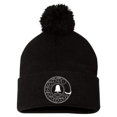 Retro Rotary Phone Dial Pom Pom 12in Knit Beanie
