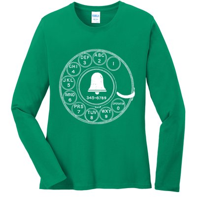 Retro Rotary Phone Dial Ladies Long Sleeve Shirt