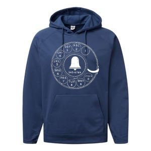 Retro Rotary Phone Dial Performance Fleece Hoodie