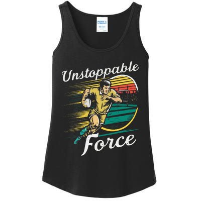 Retro Rugby Player Charging Forward Ladies Essential Tank