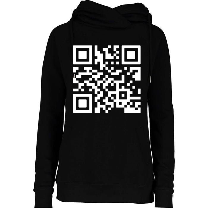Rick Roll Prank Qr Code Womens Funnel Neck Pullover Hood
