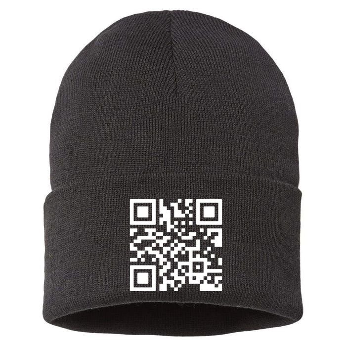 Rick Roll Prank Qr Code Sustainable Knit Beanie