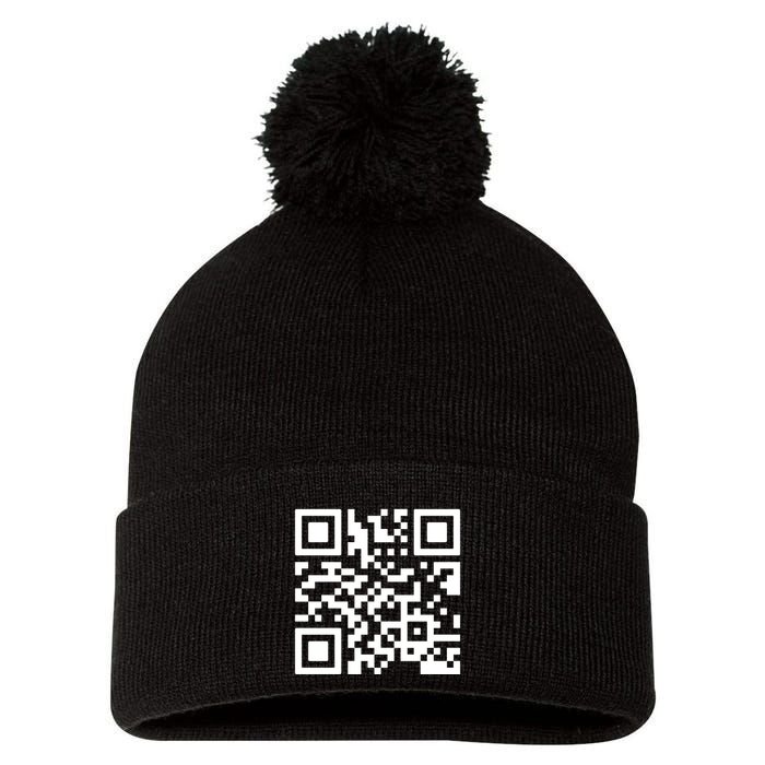 Rick Roll Prank Qr Code Pom Pom 12in Knit Beanie