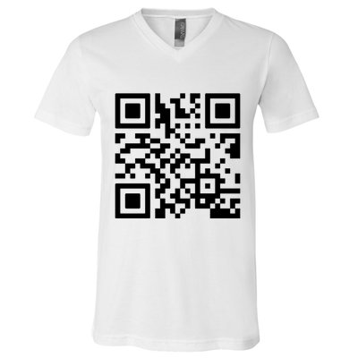 Rick Roll Prank Qr Code V-Neck T-Shirt