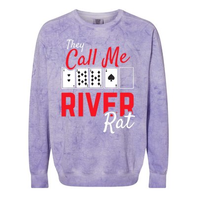 River Rat Poker Funny Texas Holdem Gift Colorblast Crewneck Sweatshirt