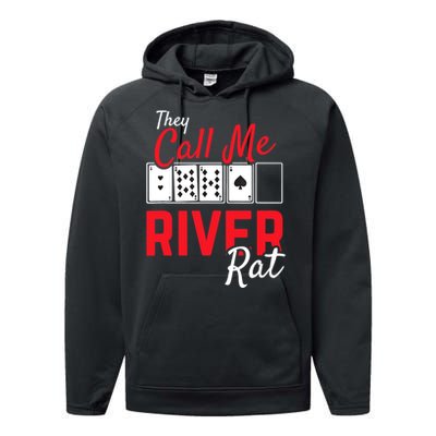 River Rat Poker Funny Texas Holdem Gift Performance Fleece Hoodie