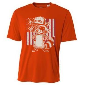 Redneck Raccoon Patriotic White Trash Party Attire Hillbilly Gift Cooling Performance Crew T-Shirt