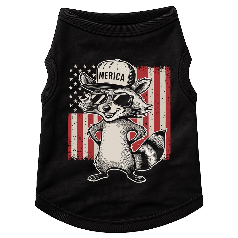 Redneck Raccoon Patriotic White Trash Party Attire Hillbilly Gift Doggie Tank