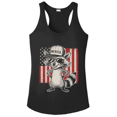 Redneck Raccoon Patriotic White Trash Party Attire Hillbilly Gift Ladies PosiCharge Competitor Racerback Tank