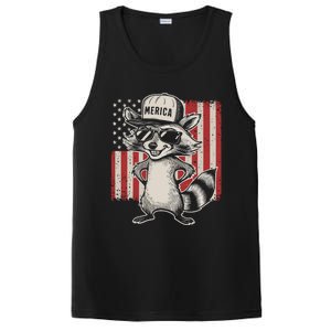 Redneck Raccoon Patriotic White Trash Party Attire Hillbilly Gift PosiCharge Competitor Tank