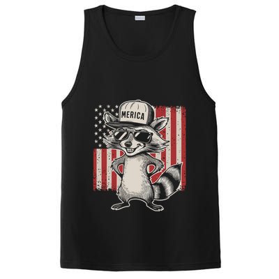 Redneck Raccoon Patriotic White Trash Party Attire Hillbilly Gift PosiCharge Competitor Tank