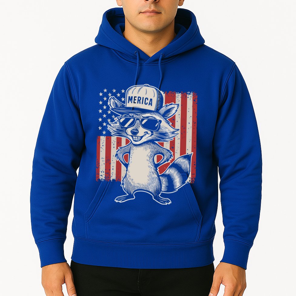 Redneck Raccoon Patriotic White Trash Party Attire Hillbilly Gift Hoodie