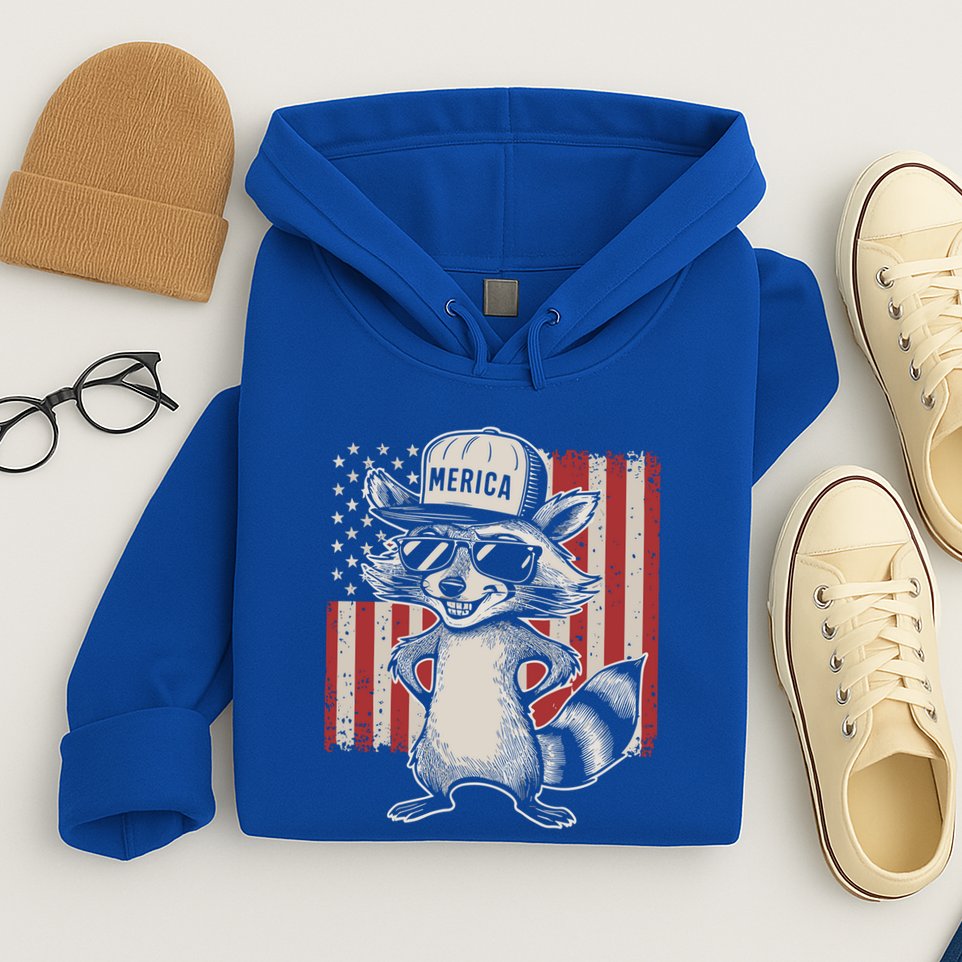 Redneck Raccoon Patriotic White Trash Party Attire Hillbilly Gift Hoodie