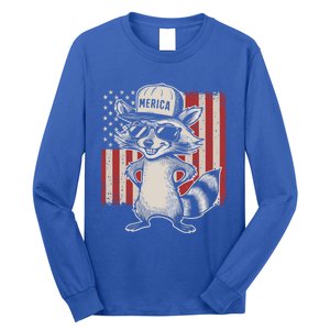 Redneck Raccoon Patriotic White Trash Party Attire Hillbilly Gift Long Sleeve Shirt