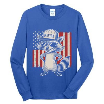 Redneck Raccoon Patriotic White Trash Party Attire Hillbilly Gift Tall Long Sleeve T-Shirt