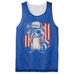 Redneck Raccoon Patriotic White Trash Party Attire Hillbilly Gift Mesh Reversible Basketball Jersey Tank