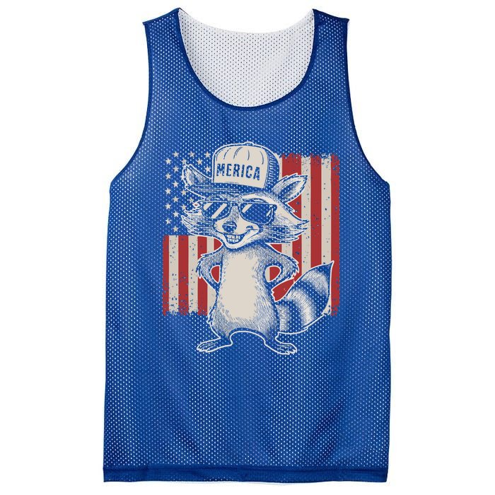 Redneck Raccoon Patriotic White Trash Party Attire Hillbilly Gift Mesh Reversible Basketball Jersey Tank