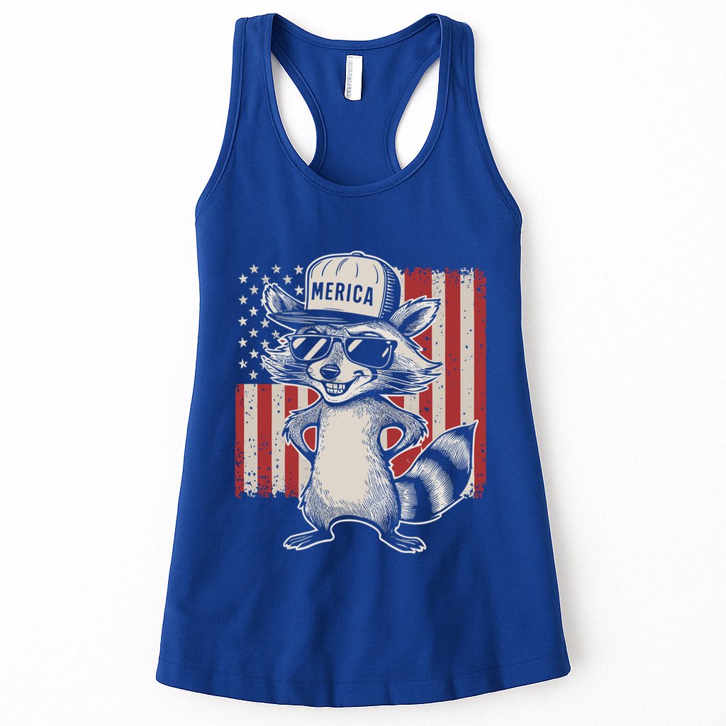 Redneck Raccoon Patriotic White Trash Party Attire Hillbilly Gift Womens Tank Top