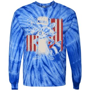 Redneck Raccoon Patriotic White Trash Party Attire Hillbilly Gift Tie-Dye Long Sleeve Shirt